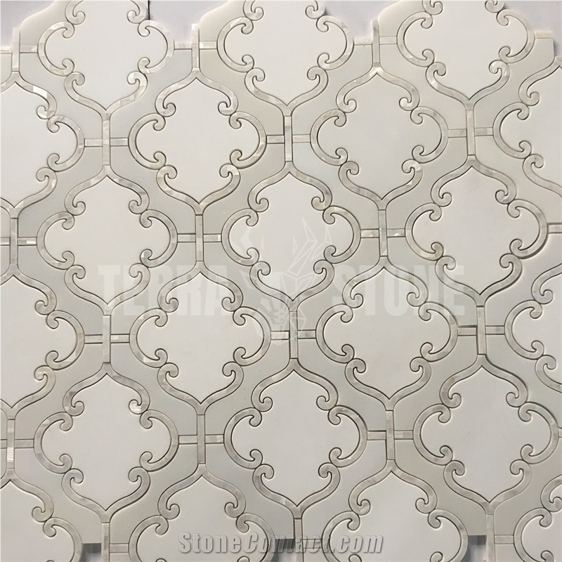 Waterjet Mosaic Lantern Design Bathroom Marble Shell Tile