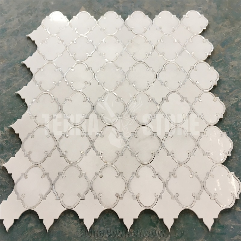 Waterjet Mosaic Lantern Design Marble Shell Mosaics Tiles