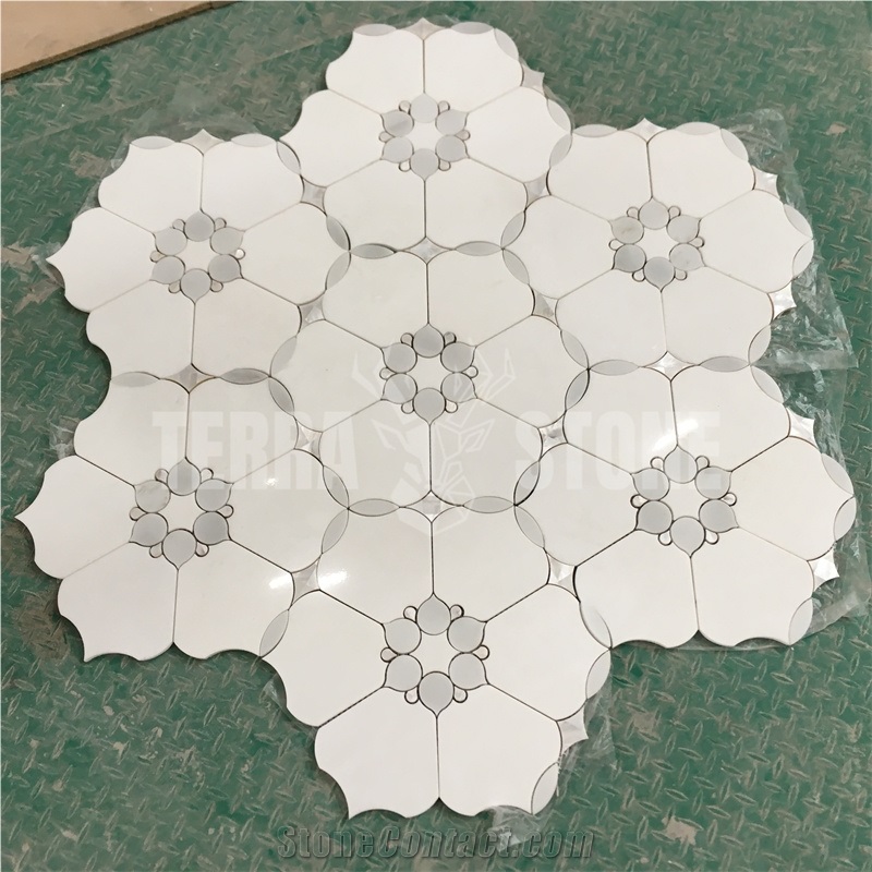 Waterjet Mosaic Marble With Mother Pearl Of Shell Wall Tile