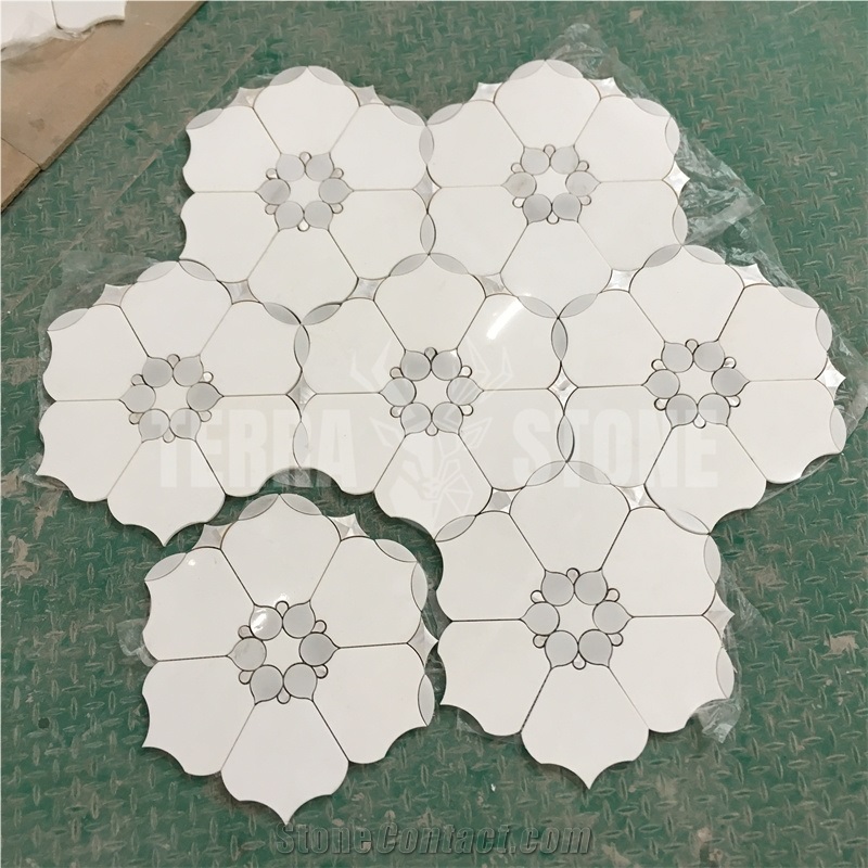 Waterjet Mosaic Marble With Mother Pearl Of Shell Wall Tile