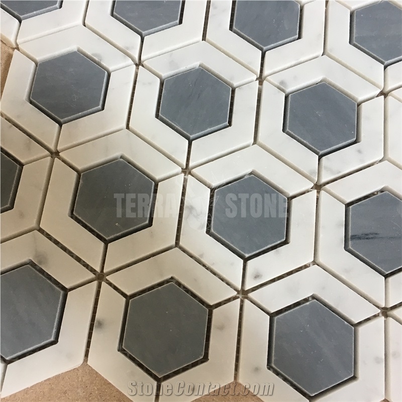 White Marble Mosaic Hexagon Kitchen Tile For Backsplash