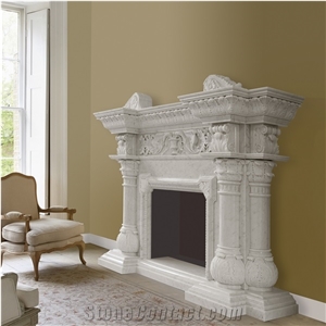 Italy Classic Carving Fireplace In Carrara Marble