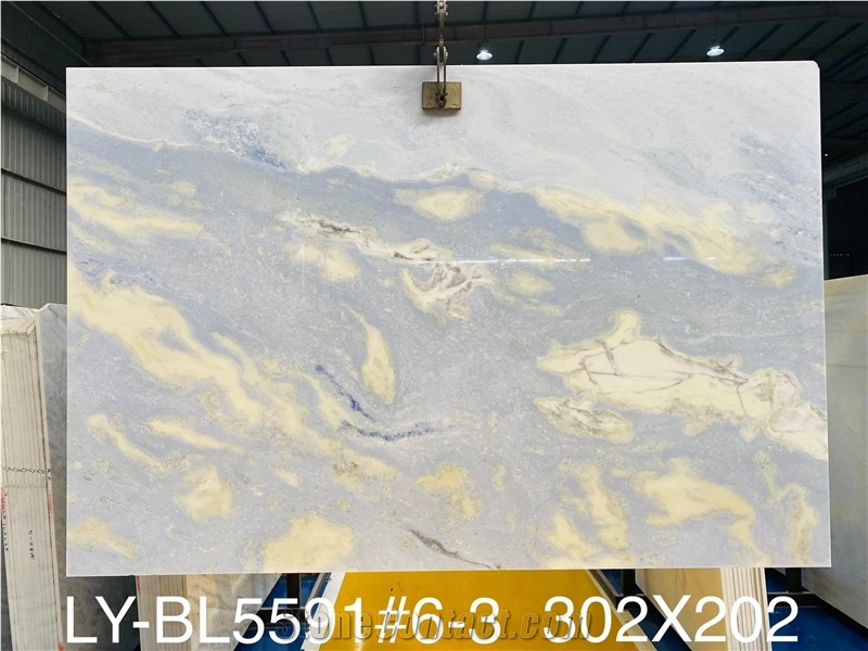 High Quality Polished Azul Lagoa Marble Slab For Wall Floor