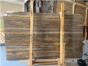 Silver Gold Travertine Slabs
