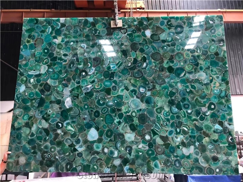 Green Agate Semiprecious Slab -Crystal Quartz -Semi Precious
