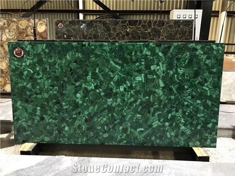Luxury Malachite Peacock Green Precious Stone For Decor