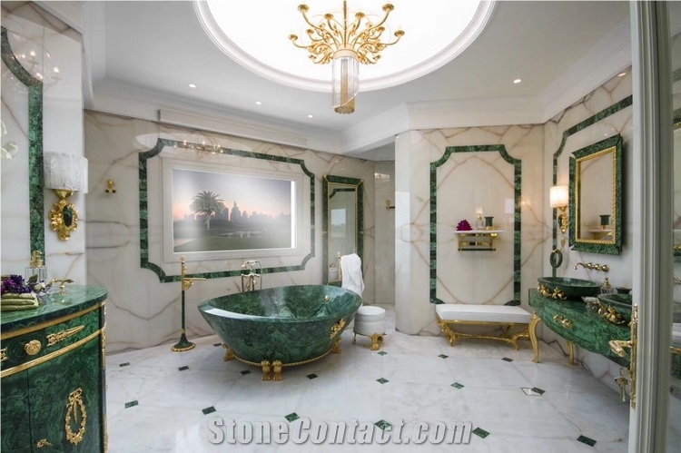 Luxury Verde Malachite Precious Stone Furniture For Interior Decor