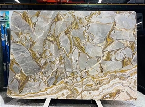Bugatti Gold Marble Slabs, Luxury Style Big Polished Slabs