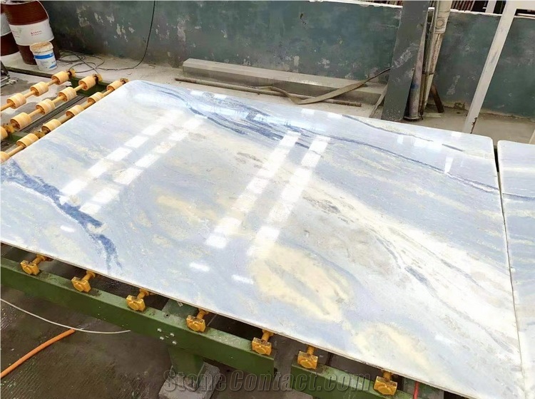 Calcite Caraibica Marble Slabs, Brazil Blue Marble Slabs