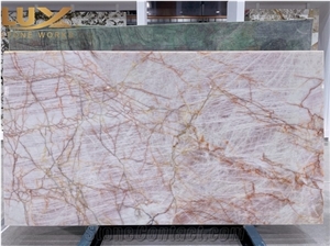 Cristallo Pink Quartzite Slabs, Scarlet Crystal Quartzite