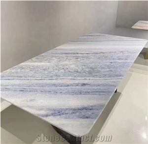 Lumen Blue Table Tops, Calcite Azul, Iceberg Blue Table Tops