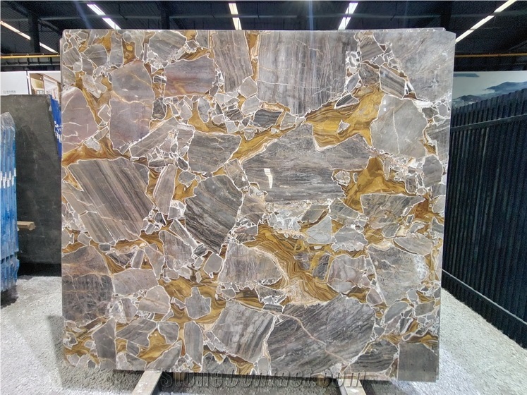 Luxury Golden Shadow Marble Slabs For Interior