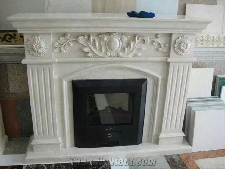 Natural Stone Surround Fireplace, Sculptured Fireplace