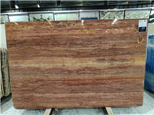 Red Travertino Persiano Rosso Slabs, Exotic Red Travertine
