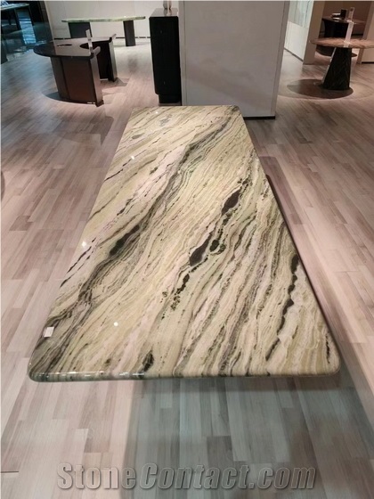 Shangri La Jade Green And White Marble Slabs For Countertops