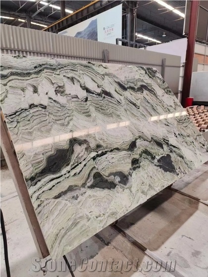 Shangri La Jade Green And White Marble Slabs For Countertops