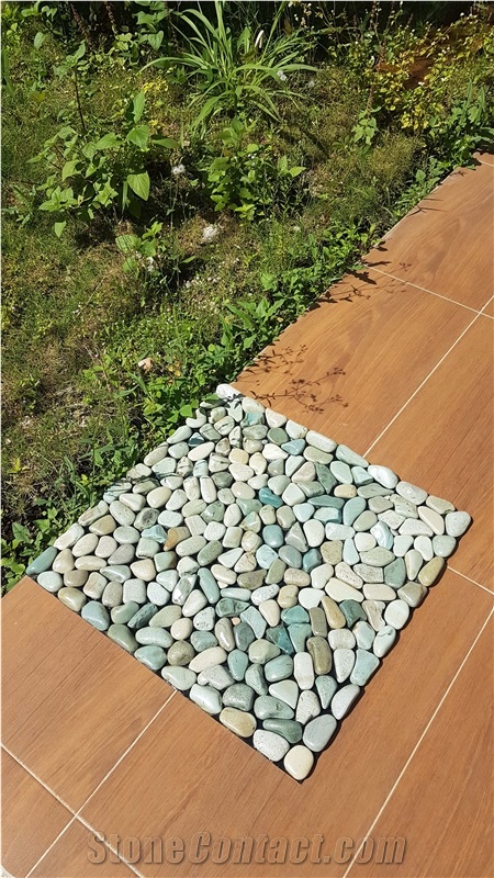 Natural Green Pebble Stone Mat