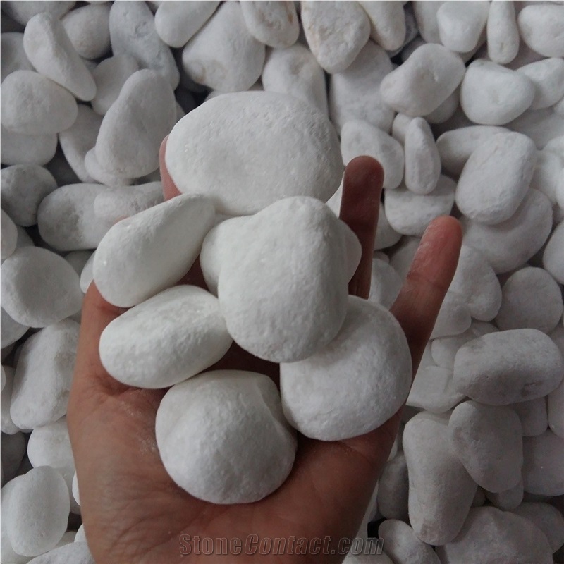 Snow White Tumbled Pebbles Landscaping Decoration