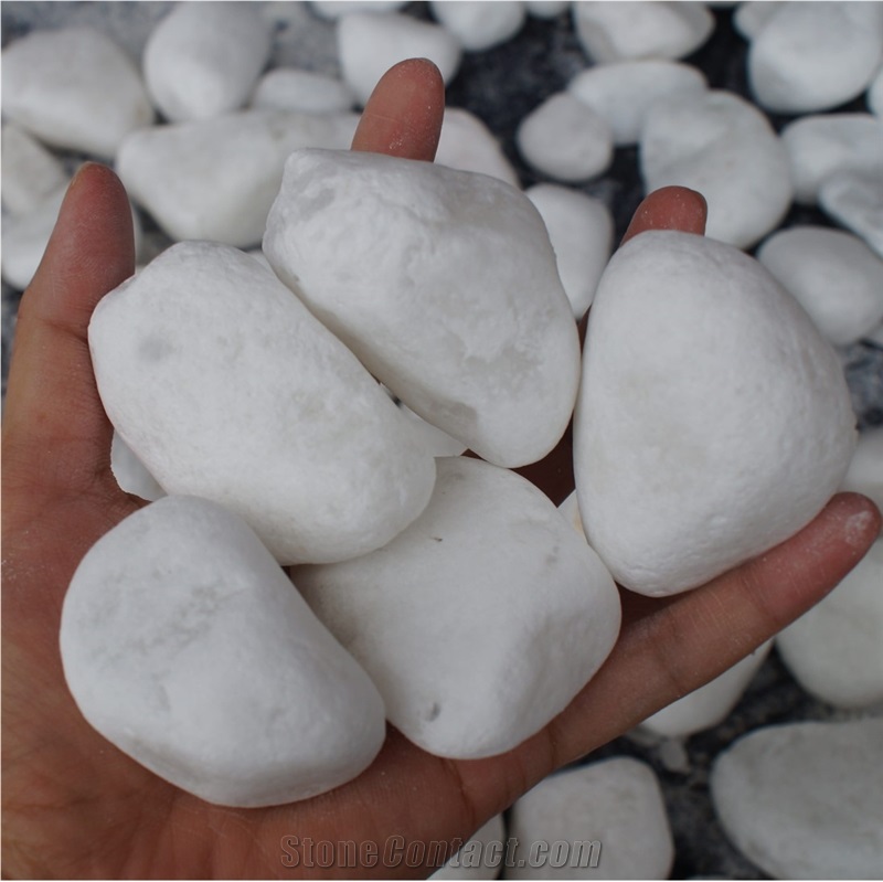 Super White Tumbled Pebbles Like Snow For Landscaping