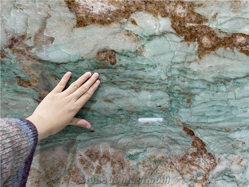 Natural Luxury Stone Parrot Green Quartzite Slabs