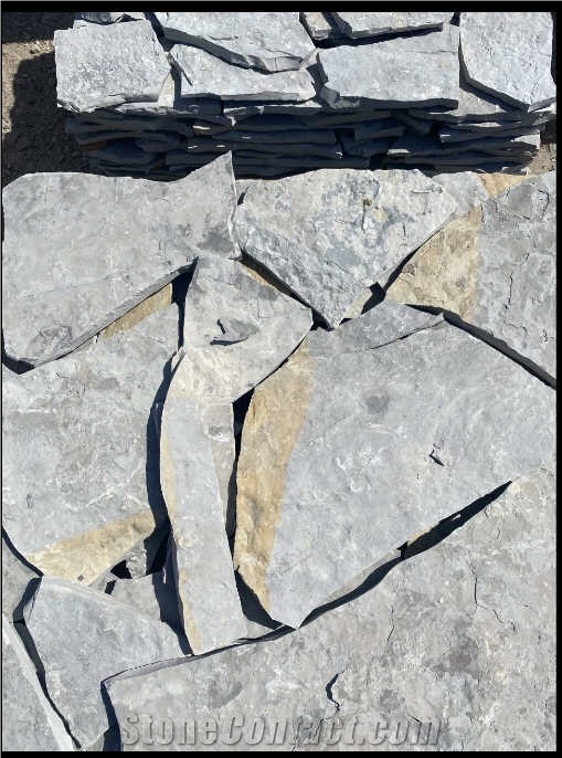Gray Struganik Flagstone, Silver Gneiss Fractured Stones