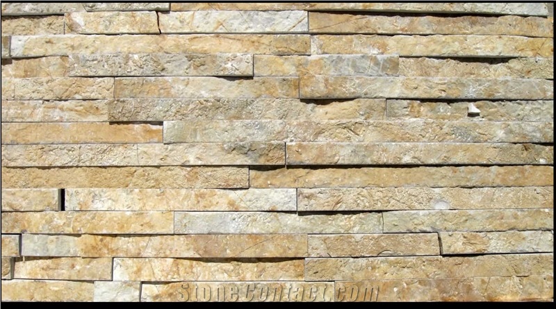 Yellow Struganik Strip Wall Panels, Stone Veneers