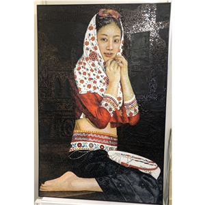 Customized Hand Made Mural Girl Glass Mosaic Wall Tiles