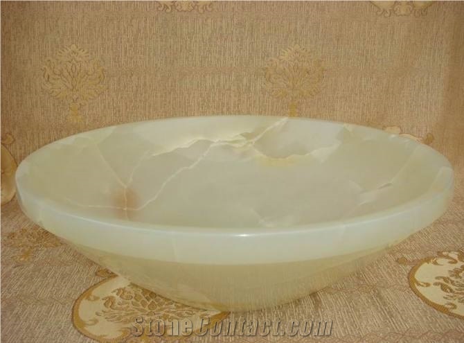 Natural Marble Basin White Jade Bathroom Sink