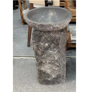 Natural River Stone Pedestal Basin For Wholesale Price