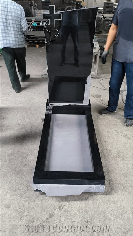 Russian Style Shanxi Black Granite Tombstone And Monument
