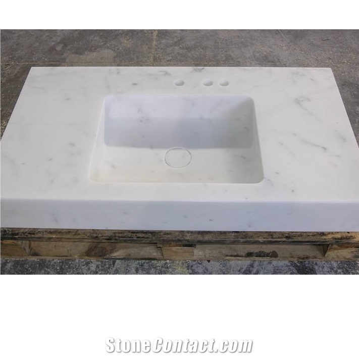 Bianco Carrara C Marble Solid Sink from Italy - StoneContact.com