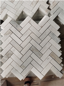 Arabescato White Marble Subway Mosaic Tiles