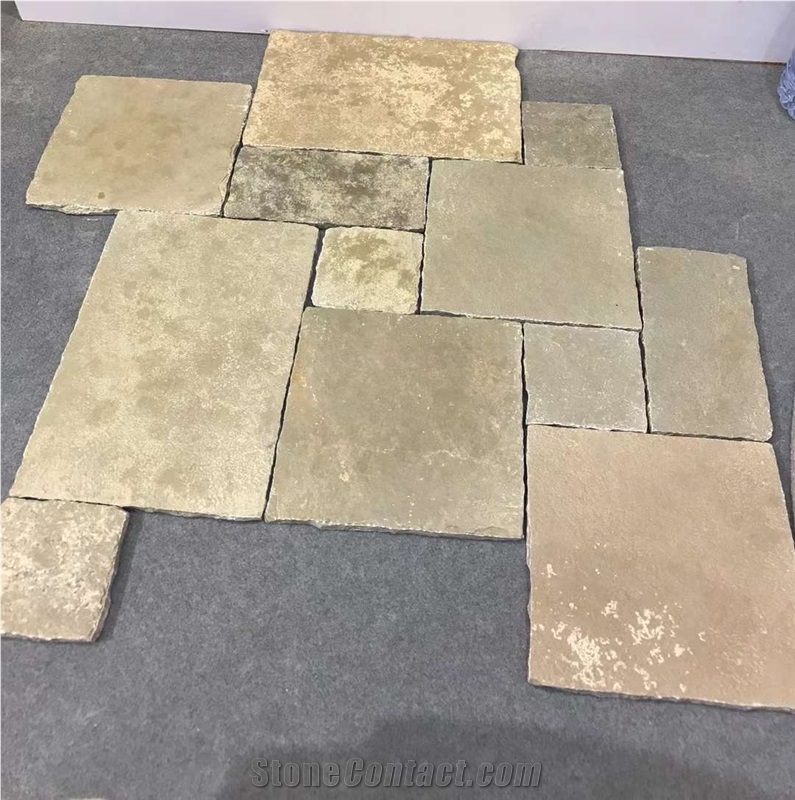 Beige Limestone Exterior Floor Tiles French Pattern
