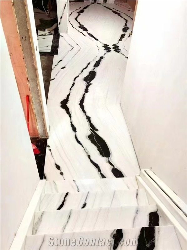 Panda White Marble Stairs Design