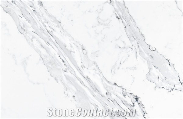 Artificial Quartz Stone Slab With White Grey From Factory