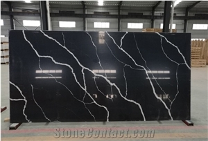 Black White Lighting Quartz Kitchen Slabs