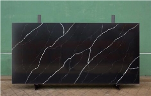 Black White Lighting Quartz Slab