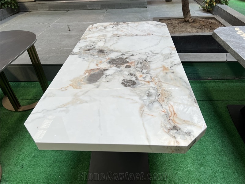 Colourful Artificial Sintered Stone Square Round Table Tops