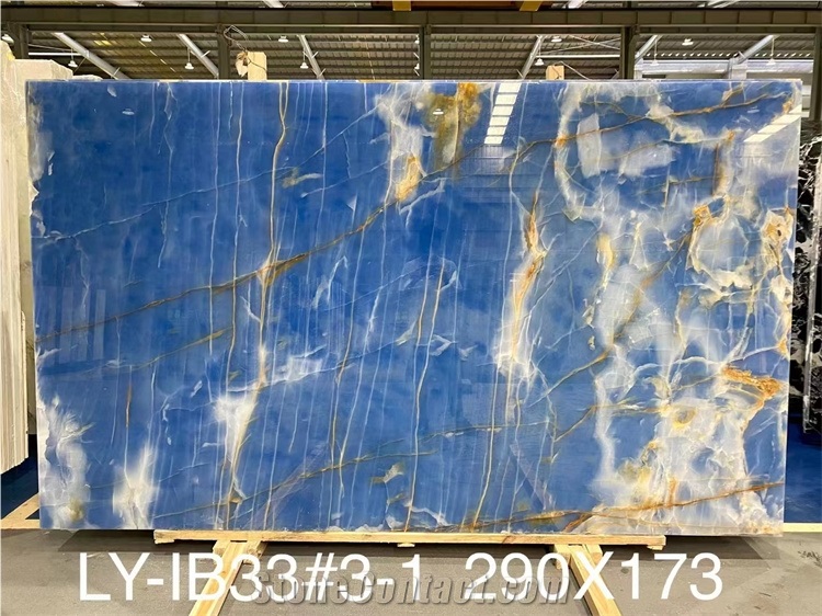 Beautiful Blue Onyx Pure Blue Natural Onyx Slab For Wall