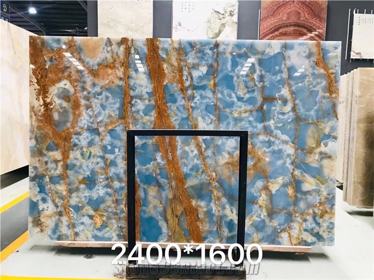 Beautiful Blue Onyx Pure Blue Natural Onyx Slab For Wall