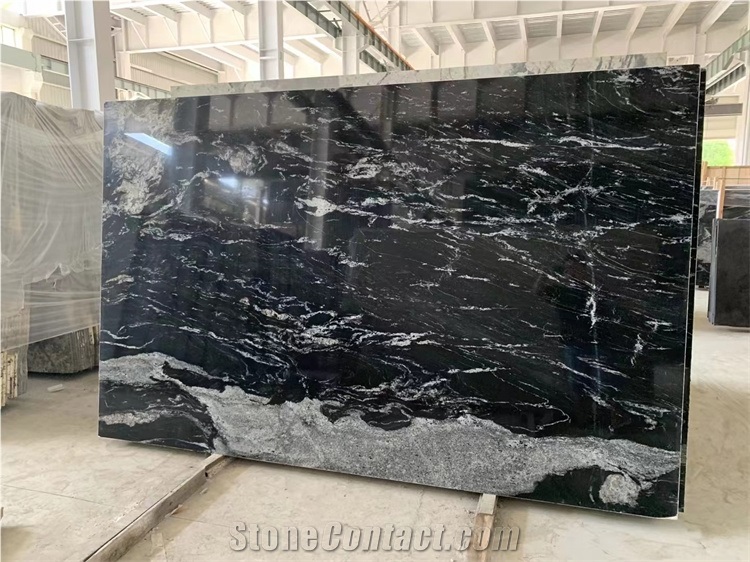 Beautiful Universal Black Grey Color Granite Slab On Stock