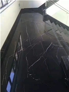 Black Marble With White Veins For Floor Stair