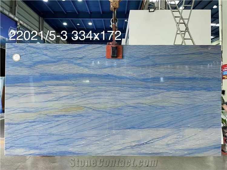 Bookmatched Blue Quartzite Slab Natural Stone For Wall