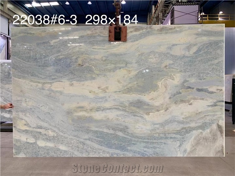 Bookmatched Blue White Natural Stone Slab For Background