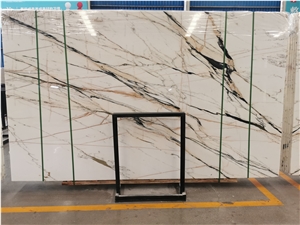 China Hot Sale Calacatta Golden White Marble Slabs