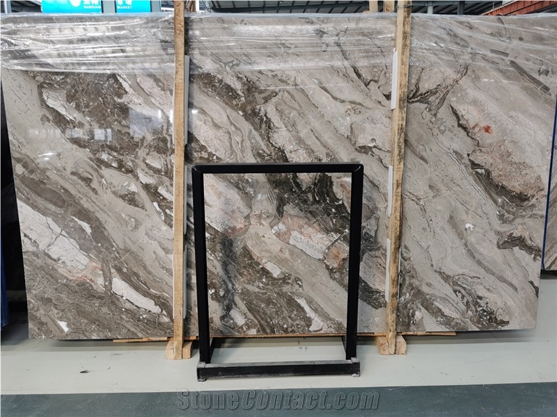 Chinese Marble Stone Venice Brown Bookmatch Slabs