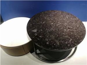 Dark Brown Color Granite Round Table For House Home Decoration