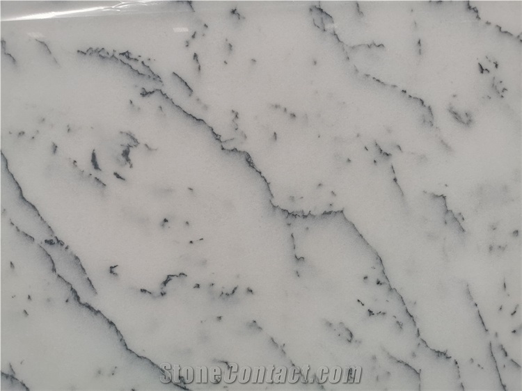 Natural Marble China Snow White Slab Tile Grey Veins