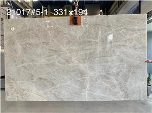 White Crystal Quartzite Natural Stone Slab For Bathroom Wall