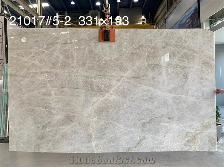 White Crystal Quartzite Natural Stone Slab For Bathroom Wall
